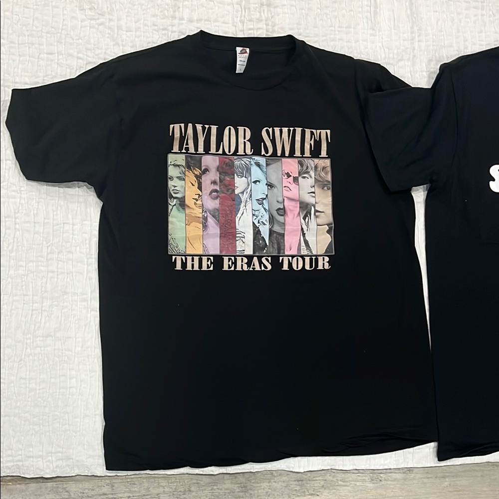 Taylor Swift merch The Eras Tour Black T-Shirt lot 2 shirts size large swifties